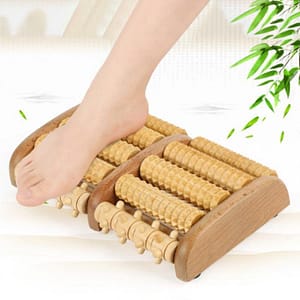 Dual Wooden Foot Massager Roller مدلك القدم الخشبي المزدوج