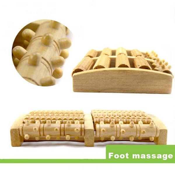 Dual Wooden Foot Massager Roller مدلك القدم الخشبي المزدوج - Image 2